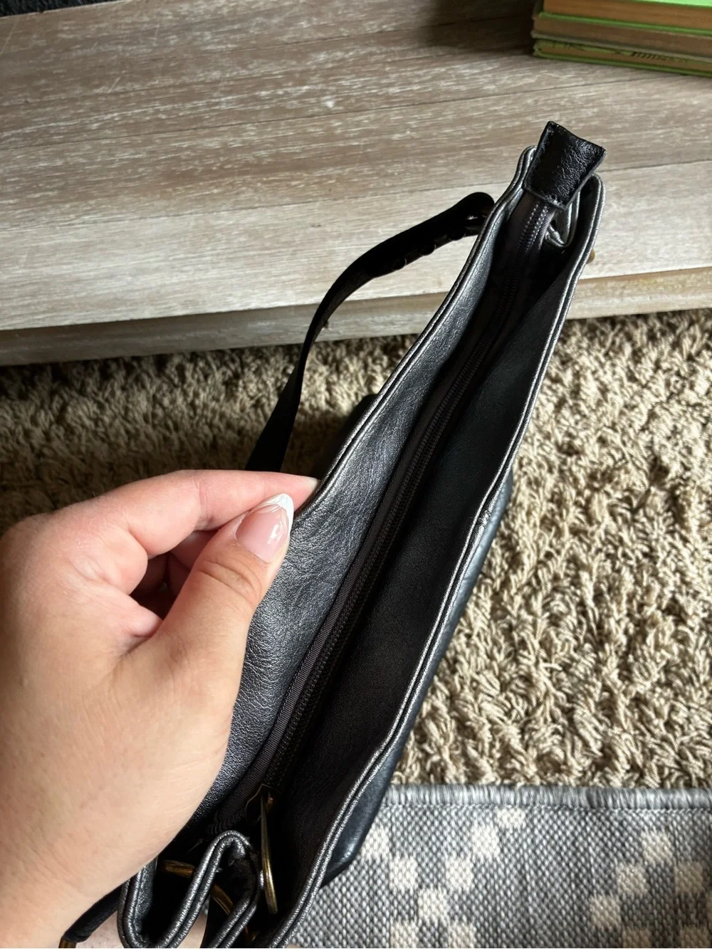 Montana West Gray and Black Shoulder Bag with Gold Accents